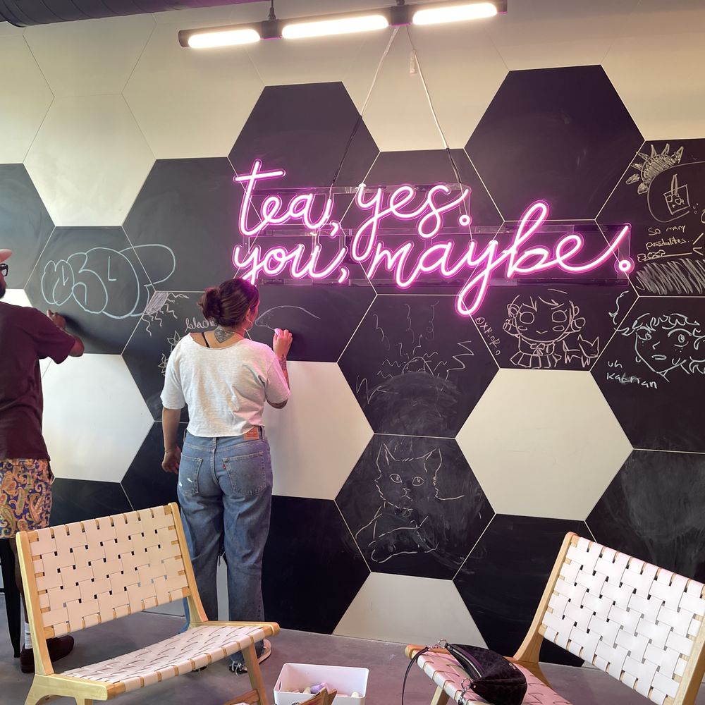 Feng Cha - Heights - Drawing Wall Interior - Coffee & Tea Near Me - Houston, Texas