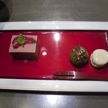Nanzan GiroGiro - strawberry kinako panacotta with goma dango and sweet potato macaroon. - Japanese Near Me - Honolulu, Hawaii