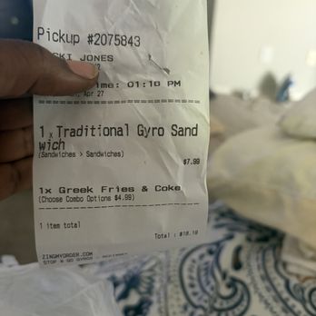Stop-N-Go Gyros - The receipt for proof - Greek Near Me - McKinney, Texas Stop-N-Go Gyros - The receipt for proof - Greek Near Me - McKinney, Texas