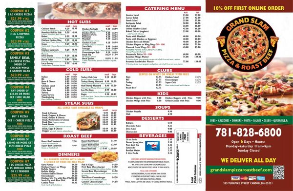 Menu photo 2 Grand Slam Pizza & Roast Beef Canton, MA Menu photo 2 Grand Slam Pizza & Roast Beef Canton, MA