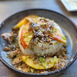 The Vineyards & Winery at Lost Creek - Panacotta with nectarines. They always pair with the seasonal fruit. Each time is always so good