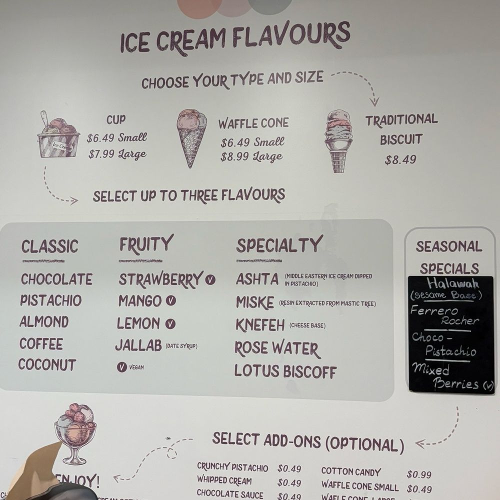 Ice cream options