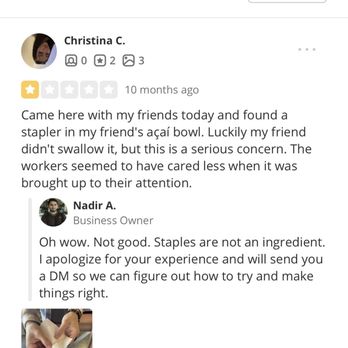 iJAVA Cafe - Past review where a customer found a staple in their food. - Cafes Near Me - San Jose, California iJAVA Cafe - Past review where a customer found a staple in their food. - Cafes Near Me - San Jose, California