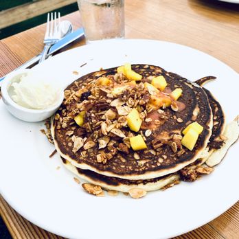 Shorehouse Kitchen - Mango pancakes with guava sauce (so good, get extra guava sauce!!) - Breakfast & Brunch Near Me - Carlsbad, California Shorehouse Kitchen - Mango pancakes with guava sauce (so good, get extra guava sauce!!) - Breakfast & Brunch Near Me - Carlsbad, California