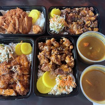 Chanko - Chicken Chkn Katsu Rice, Beef Rice, chicken Karaage Rice with a side of Curry + Vegg - Japanese Near Me - Tampa, Florida