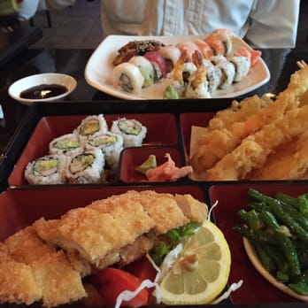 Umii Grill - Plate with Rainbow Roll/Shrimp tempura Roll/Unagi & a Tonkatsu Bento Box. - Japanese Near Me - Terre Haute, Indiana Umii Grill - Plate with Rainbow Roll/Shrimp tempura Roll/Unagi & a Tonkatsu Bento Box. - Japanese Near Me - Terre Haute, Indiana