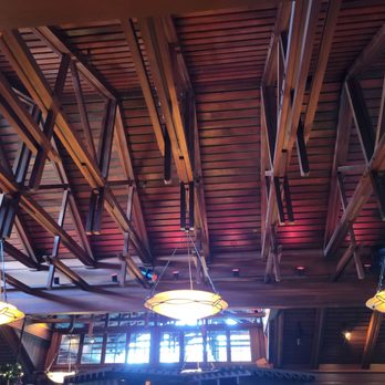 Shadowbrook - Old clear redwood ceiling beams - American Near Me - Capitola, California