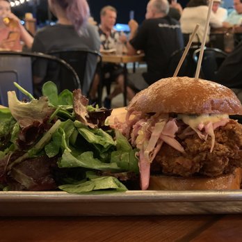 Brew Kitchen Bar - hot chix sando with salad - Gastropubs Near Me - Monterey Park, California