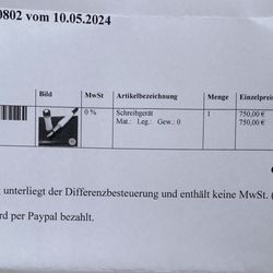 Edeluhren - Invoice for my new Montblanc fountain pen, bought at Edeluhren (Noble Watches)