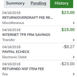 Huntington Bank - And here, you can see my account being charged anyway. Mind you I had not signed on to my account from April 13th to April 18th.