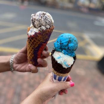 Coney Waffles - two people holding ice cream cones - Ice Cream & Frozen Yogurt Near Me - Red Bank, New Jersey Coney Waffles - two people holding ice cream cones - Ice Cream & Frozen Yogurt Near Me - Red Bank, New Jersey