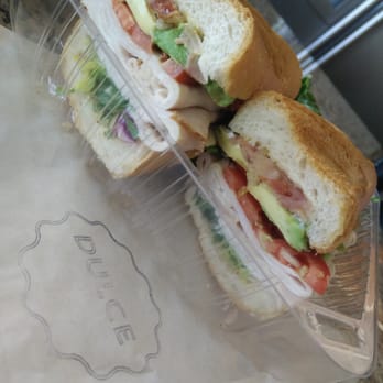 Cafe Dulce - $7.50 club sandwich basically. Watch the roof of your mouth! - Coffee & Tea Near Me - Los Angeles, California