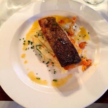 Residence Restaurant & Bar - Salmon served with peas, samphire, crayfish, mashed potatoes, and a lemon butter - Bars Near Me - Nantwich, CHE