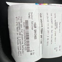 a receipt for a car seat
