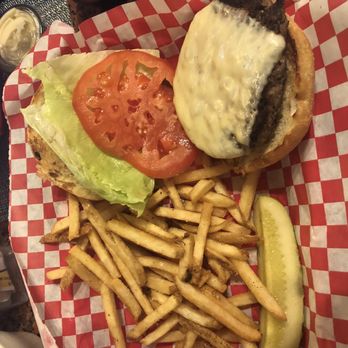 Panthertown Cafe - Cheese Burger w American cheese and Fries  Cooked medium. Could have had Cheddar or Swiss . - American Near Me - Lake Toxaway, North Carolina