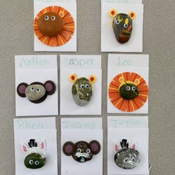 Doodle Daycare and Preschool - Cave art, kids had so much fun painting animal rocks!