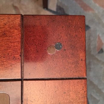 Peterson Mobile Woodworking - Another button we needed to remove and replace without damaging the table - Refinishing Services Near Me Peterson Mobile Woodworking - Another button we needed to remove and replace without damaging the table - Refinishing Services Near Me