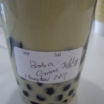 Volcano Tea House - Large COLD Honeydew Milk Tea with Boba and Grass Jelly - Volcano Tea House Aurora CO - Taiwanese Near Me - Aurora, Colorado