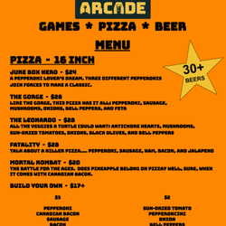Pizza menu