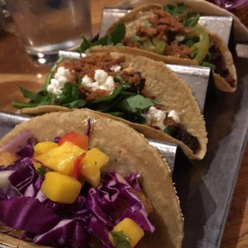 Session Taco - Vegetarian Option: two center tacos are portabello and chofu. Portabello is INCREDIBLE. - Cocktail Bars Near Me - St. Louis, Missouri Session Taco - Vegetarian Option: two center tacos are portabello and chofu. Portabello is INCREDIBLE. - Cocktail Bars Near Me - St. Louis, Missouri