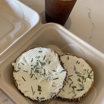 Holsem Coffee - Herbed Cream Cheese & Everything Spice Bagel , so creamy and savory 1/2 a bagel was plenty enough for me! - Coffee & Tea Near Me - San Diego, California Holsem Coffee - Herbed Cream Cheese & Everything Spice Bagel , so creamy and savory 1/2 a bagel was plenty enough for me! - Coffee & Tea Near Me - San Diego, California