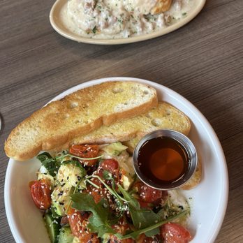 Snooze, an A.M. Eatery - Whipped Cottage Cheese Bowl, Biscuits & Gravy* (side) - Breakfast & Brunch Near Me - Cedar Park, Texas