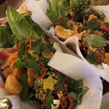 Peeps Hot Box - Chicken thigh skewers lettuce wraps --glad we ordered these.  Balance of fresh ingredients, salty, sweet and little bit of heat. - Food Trucks Near Me