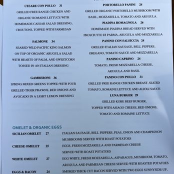 Luna Blu - Menu 2/2023 - Italian Near Me - Tiburon, California