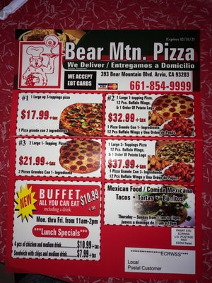 Menu photo 5 Bear Mountain Pizza Arvin, CA Menu photo 5 Bear Mountain Pizza Arvin, CA