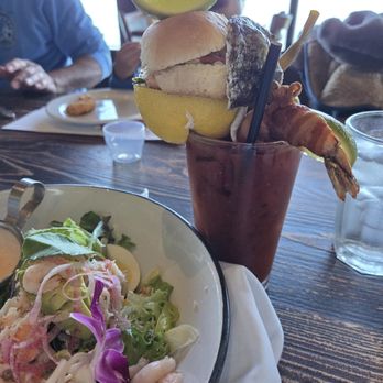 The Fish Hopper - Shrimp Louis salad ultimate bloody Mary - Seafood Near Me - Monterey, California