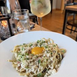 Carbonara with whitefish. Super good. Quite solid for non-Italian restaurant.