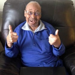 CompuSmile - 94-years-young Arthur Hadley is CompuSmiling with his new laptop, happy that I can help him remotely as needed...