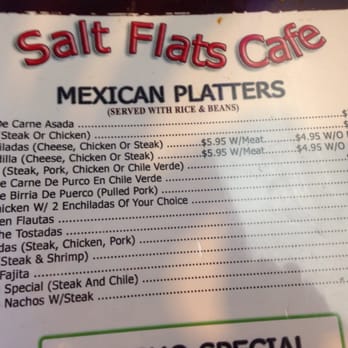 Salt Flats Cafe - The menu offers good old fashioned Mexican American food, including tortas, tacos, menudo. - Cafes Near Me - Wendover, Utah
