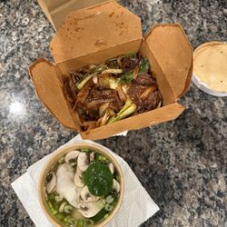 Jackie Inn - Mongolian beef and wonton soup