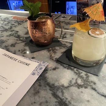 Feng Shui - Moscow Mule and mango sticky rice cocktail - Chinese Near Me - Dallas, Texas Feng Shui - Moscow Mule and mango sticky rice cocktail - Chinese Near Me - Dallas, Texas