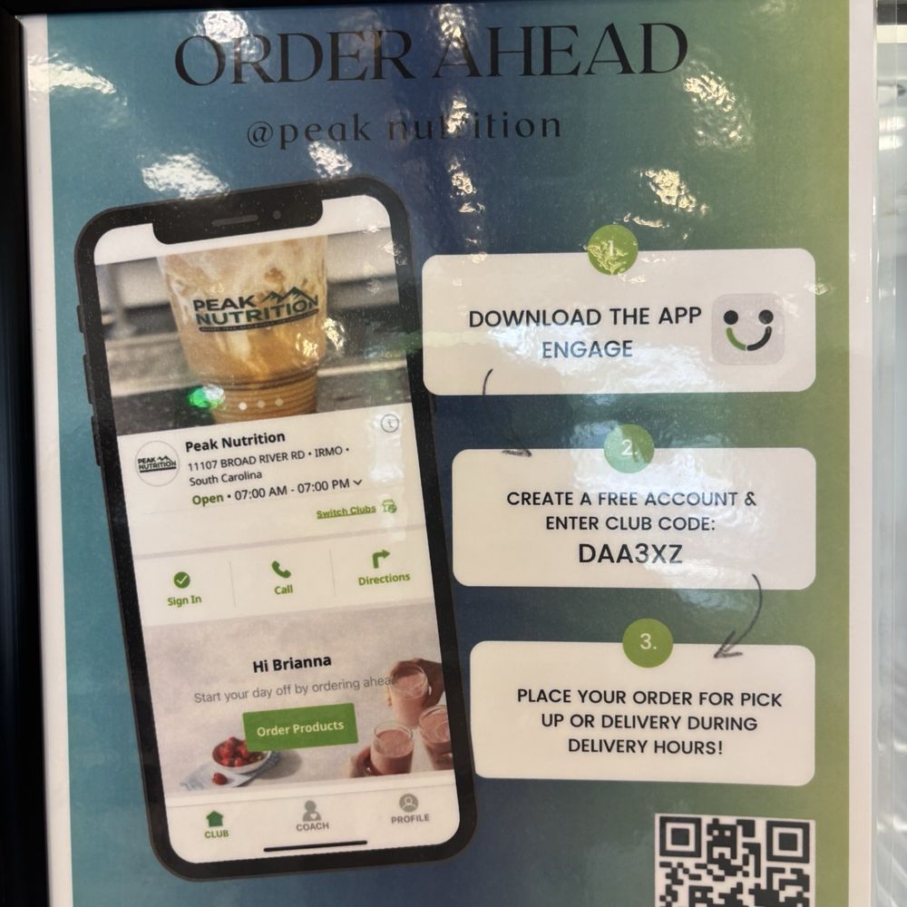 Peak Nutrition - App code for this location - Coffee & Tea Near Me - Irmo, South Carolina Peak Nutrition - App code for this location - Coffee & Tea Near Me - Irmo, South Carolina