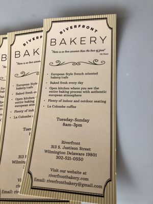 Menu photo 2 Riverfront Bakery Wilmington, DE