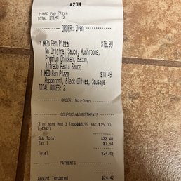 I don't see $8.99 a pizza. I don't see $8.99 a pizza.