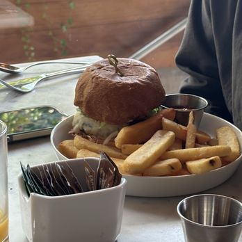 Celestine - Hamburger with delicious fries. - Mediterranean Near Me - Brooklyn, New York