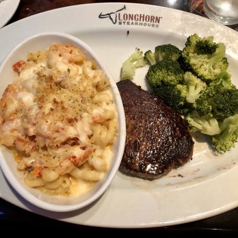 LongHorn Steakhouse - 8 oz Renegade Sirloin* and Lobster Shrimp Mac & Cheese with side of broccoli - Steakhouses Near Me - Laurel, Maryland LongHorn Steakhouse - 8 oz Renegade Sirloin* and Lobster Shrimp Mac & Cheese with side of broccoli - Steakhouses Near Me - Laurel, Maryland