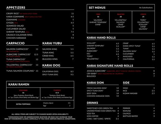 Menu photo 6 Karai Hand Roll Bar & Ramen Stanton, CA
