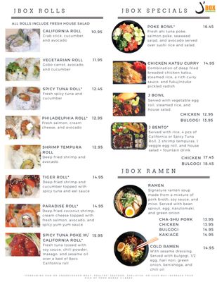 Menu photo 3 J BOX Carlsbad, CA