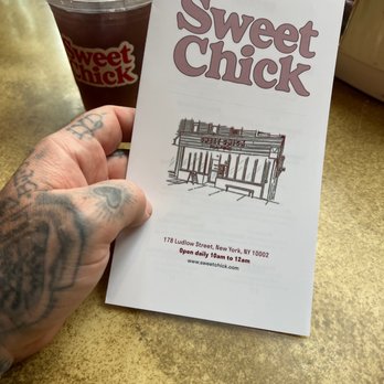 Sweet Chick - Menu and purple drink. - Southern Near Me - New York, New York