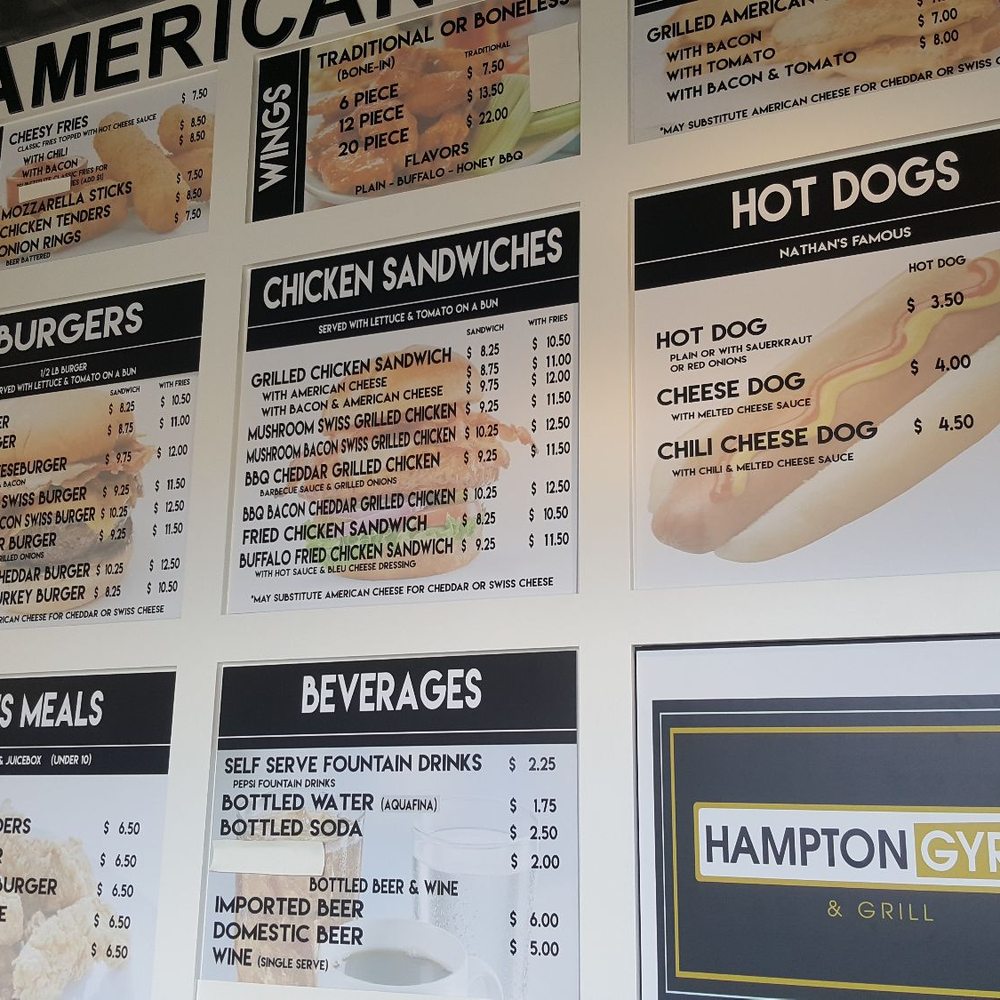 Hampton Gyro and Grill - Menu wall - American Near Me - Hampton Bays, New York Hampton Gyro and Grill - Menu wall - American Near Me - Hampton Bays, New York