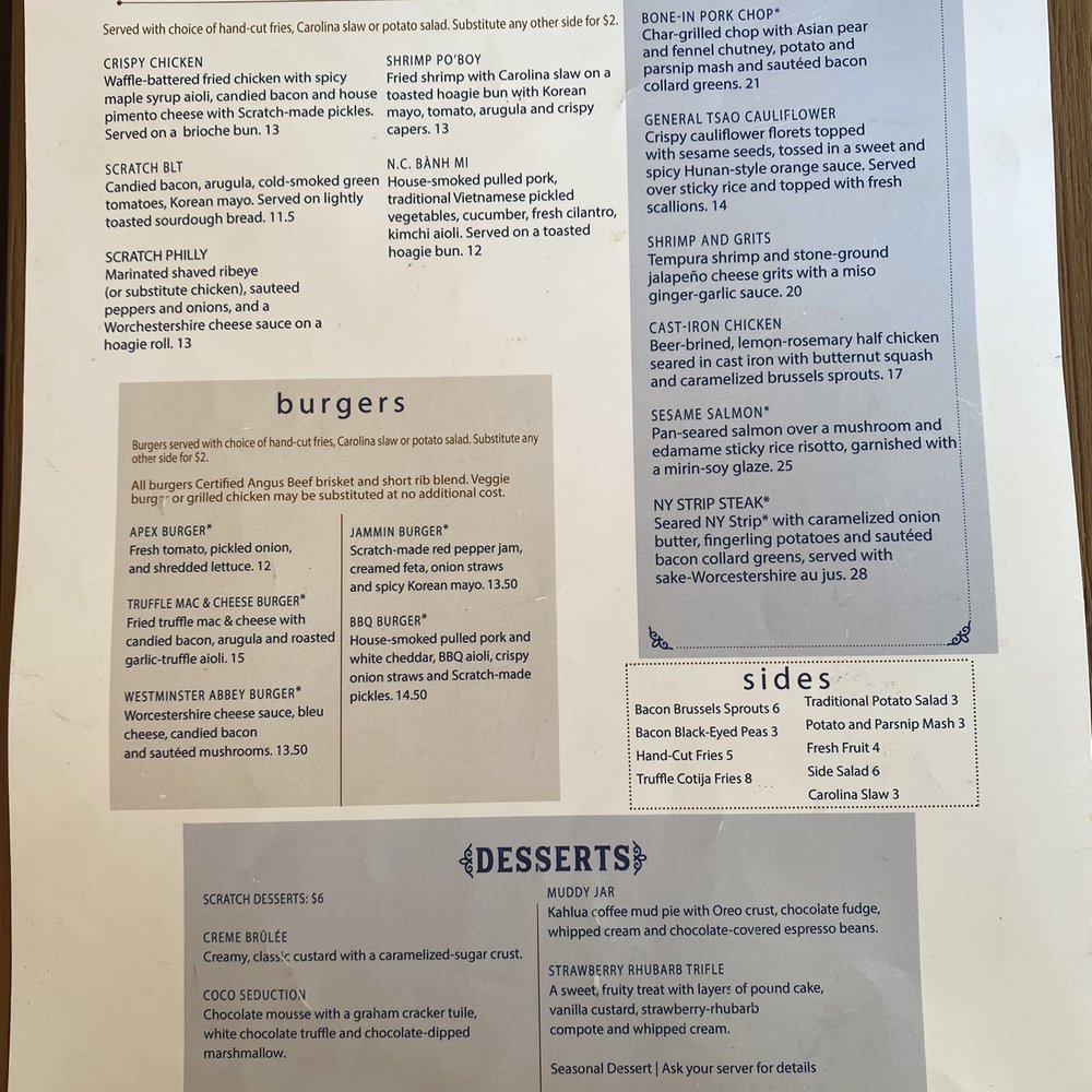 Scratch Kitchen & Taproom - Menu - Bars Near Me - Apex, North Carolina Scratch Kitchen & Taproom - Menu - Bars Near Me - Apex, North Carolina