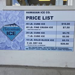 Hawaiian Ice - The variety of ice prices