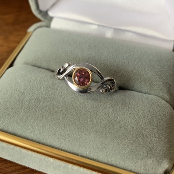 R.E. Piland, Goldsmiths - Custom ring Rob made for me in white gold with yellow gold bezel and my pink tourmaline. Exactly what I wanted! - Jewelry Near Me R.E. Piland, Goldsmiths - Custom ring Rob made for me in white gold with yellow gold bezel and my pink tourmaline. Exactly what I wanted! - Jewelry Near Me