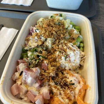 Omee J 2 - Yellowtail and Spicy Salmon Poke w/ Creamy Garlic and Unagi Sauces ($20, 5/5 stars) - Korean Near Me - San Jose, California
