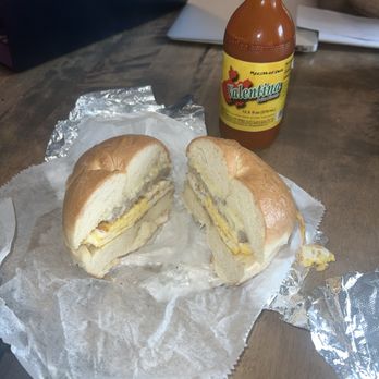 Boswood Bagels - Plain bagel, sausage, egg, and cheese sandwich. - Bagels Near Me - Laurel Springs, New Jersey Boswood Bagels - Plain bagel, sausage, egg, and cheese sandwich. - Bagels Near Me - Laurel Springs, New Jersey