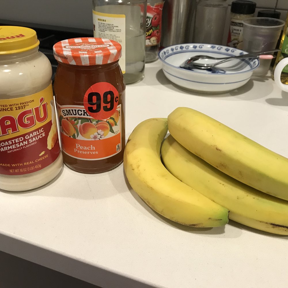 Pasta sauce: $1.99 (on sale!); banana: $0.69/lb Pasta sauce: $1.99 (on sale!); banana: $0.69/lb